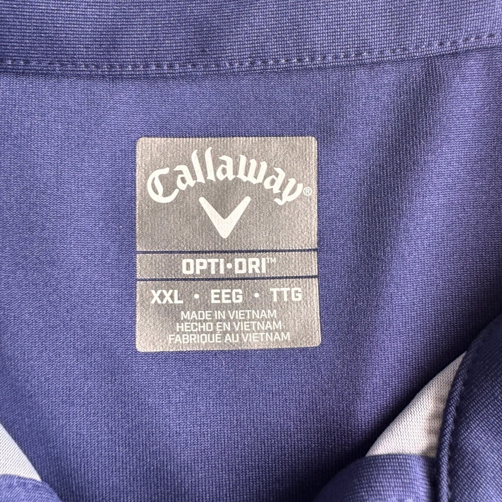 Callaway Opti-Dri Striped Golf Polo Shirt Mens XXL Navy Blue Short Sleeve Logo - Picture 7 of 7
